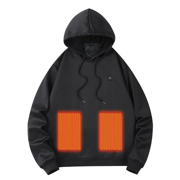 PMVFHDE Men's Hooded Heating Sweatshirt Apparel with Heating Function Warm Outdoor Stretch Casual Wear Black,XXXL