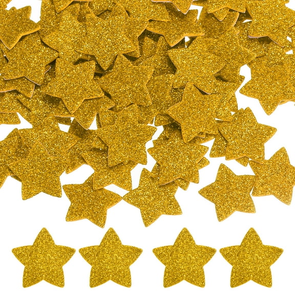 1.8"x1.8" Star Foam Stickers, 60Pcs EVA Self Adhesive Glitters Foam Shape Sticker Craft Supplies for Scrapbook Card DIY Making Home Decor, Golden