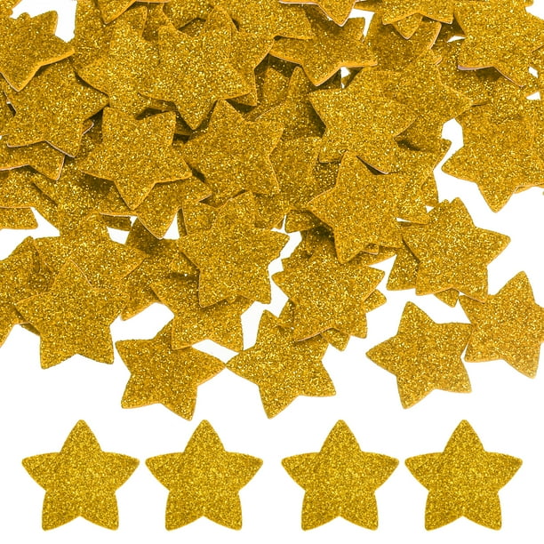 Etiquetas de espuma en forma de estrella de 1.8"x1.8", 60 piezas de adhesivo EVA con brillos, suministros de manualidades para álbum de recortes y DIY para decoración del hogar, dorado