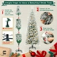 thumbnail image 6 of CAPHAUS 6 Feet Pre-lit Artificial Snow Flocked Christmas Pencil Tree w/ 618 Pre-Hinged Branch Tips & Foldable Stand, Fake Slim Christmas Tree for Indoor, Pencil Christmas Tree w/ 250 LED Lights, 6 of 9