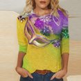 thumbnail image 5 of Jsaierl 2025 Mardi Gras Outfit for Women Plus Size Tops Holiday 3/4 Blouses Sleeve Carnival Themed Party Shirts, 5 of 5