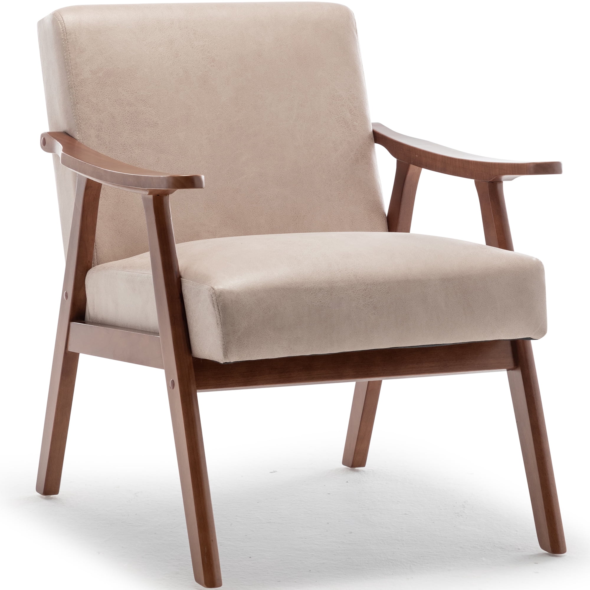 Homy Casa Mid-Century Accent Chair，Armchair for Living Room and Reading Nook, Light Camel