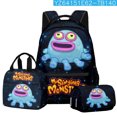 thumbnail image 1 of Singing Monsters Backpack 3-piece Boy Girl Large Capacity School Bag Shoulder Bag Pencil Case Suitweek, 1 of 4