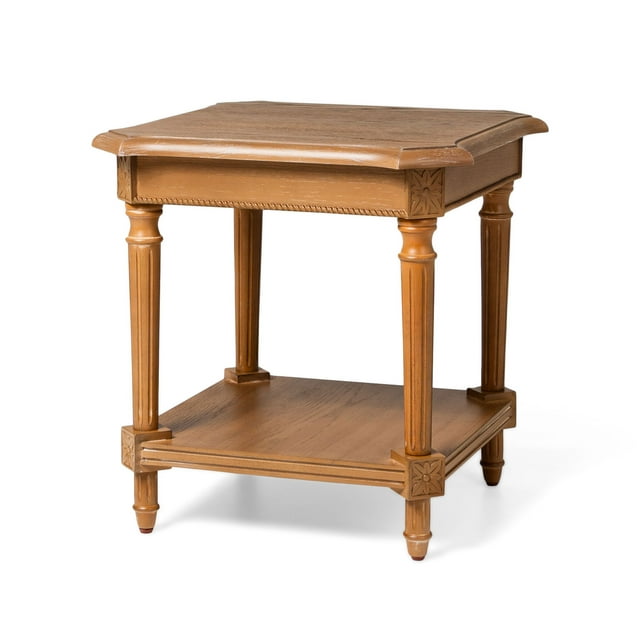 Maven Lane Pullman Table d'Appoint Carrée Traditionnelle en Bois, Finition Naturelle Antique