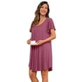 thumbnail image 5 of JWD Womens Nightgown Short Sleeves Sleepwear Soft Loose Sleepshirt Scoopneck Pleated Nightshirt Loungewear, 5 of 5