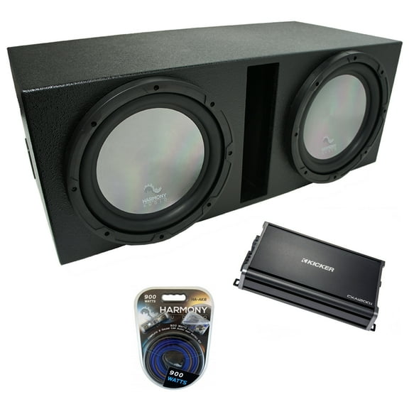 Universal Car Stereo Rhino Coated Ported Dual 15 Harmony A152 Sub Box & CX1200.1