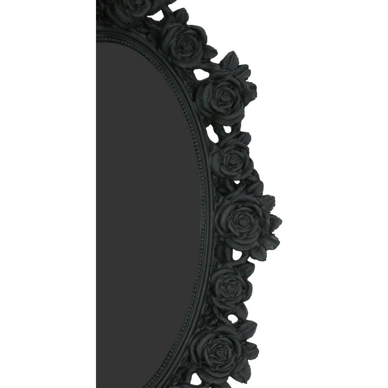 Victorian Black Gothic Roses Floral Vanity Dresser Desktop Table Mirror Decor