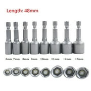 1Pc Hex Socket Magnetic Nut Screwdriver 1/4” Hex Shank Electric Drill Bits For Power Drills Drivers Socket 6-13Mm 5Pcs 10Mm Smile Home