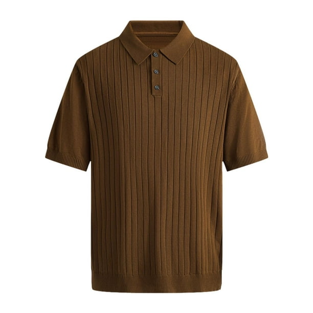 Camiseta de manga corta de punto para hombre, de alto rendimiento, con solapa, resistente a la humedad, informal, elegante y cómoda. L