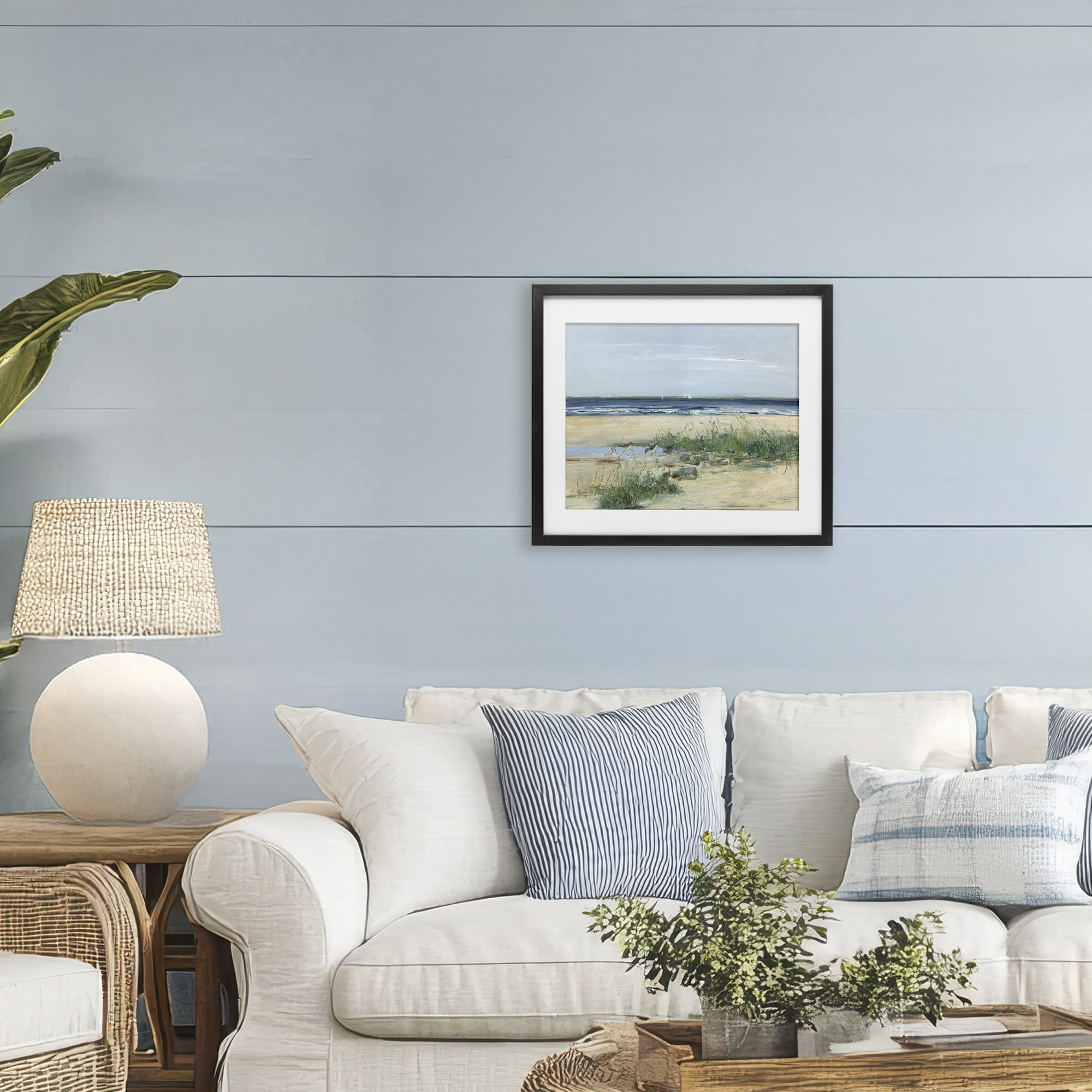 Stupell Industries Beach Marsh Sandpipers Black Framed Print Under Glass, design by Sally Swatland