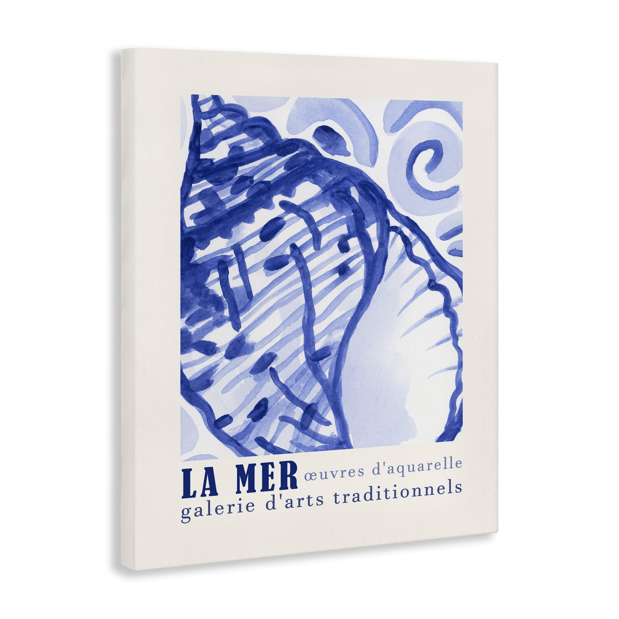 Stupell Industries Blue Seashell Gallery Show Nautical & Beach Painting Wrapped Canvas Art Print Wall Art, 24 x 30