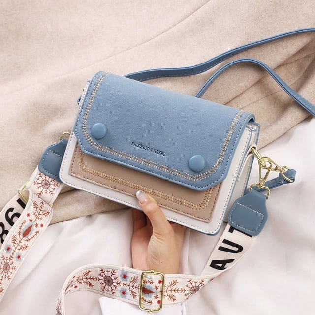 Bolso de mujer de moda con doble correa de hombro ancha y estrecha, bolso cuadrado, bolso de mujer