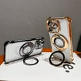 thumbnail image 3 of 360° Rotatable Magnetic Ring Stand for iPhone 15 Pro Max Case, [Compatible with Magsafe] Protective Case with Stand & Ring Holder, Luxury Transparent Women Case for iPhone 15 Pro Max, Gold, 3 of 12