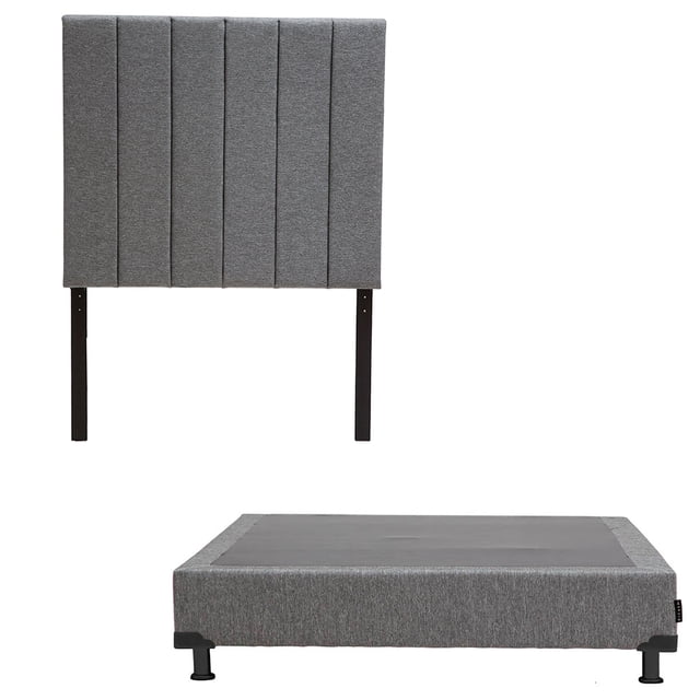 Box Base Cama Individual + Cabecera Argos Gris Dicasa Argos Plomo
