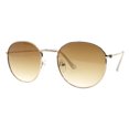 thumbnail image 2 of Unisex Round Sunglasses Lite Thin Gold Metal Panto Frame Brown Lens UV 400, 2 of 4