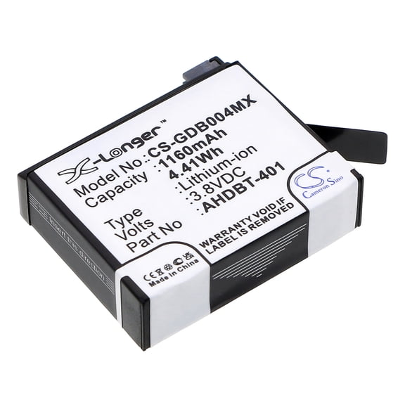 Replacement Battery for Gopro Hero 4,Hero 4 Black,Hero 4 Silver,Hero 4 ,335-06532-000,AHDBT-401,1160mAh