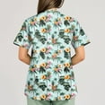 thumbnail image 2 of Scrubs for Women Plus Size Stretch Short Sleeve V Neck Cute Animal Pattern Nurse Tops Working Uniform Nursing Top with Pockets 04-Cyan 2XL, 2 of 5