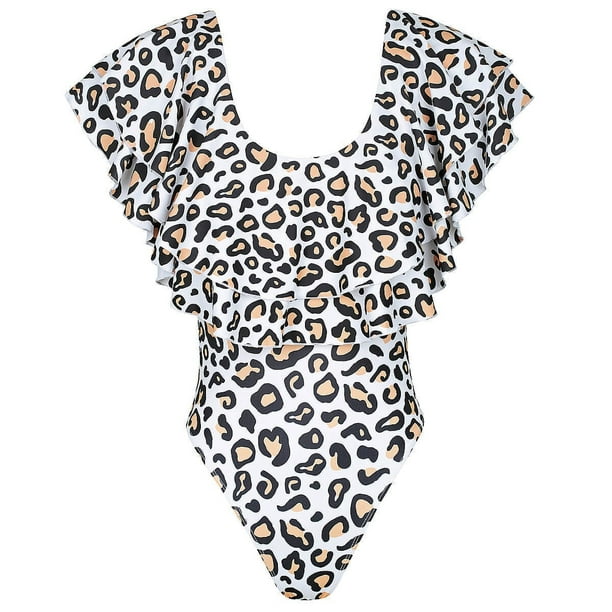 Womens Kids Girls One piece Swimwear Leopard Print Bikini Monokini