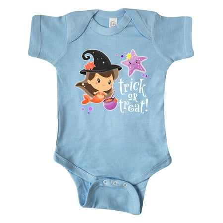 

Inktastic Trick or Treat Mermaid witch hat cauldron Gift Baby Boy or Baby Girl Bodysuit
