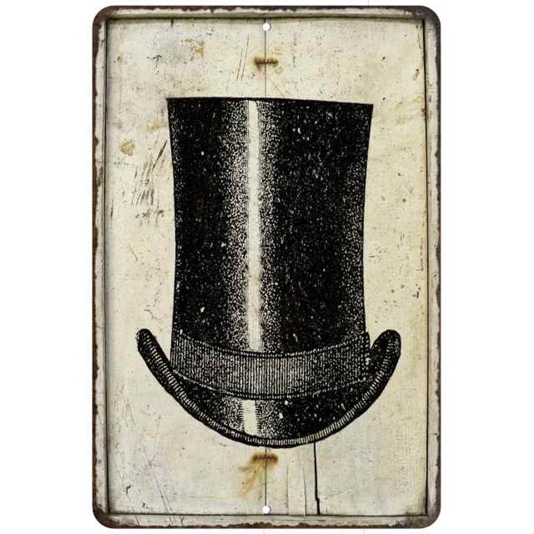 Gentlemen's Top Hat Vintage Look Chic Distressed 8x12208120020188