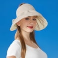 thumbnail image 7 of HONHUZH Summer Hats Womens Wide Brim Sun Hat Foldable Ponytail Hole Summer Beach Travel Cap, 7 of 7