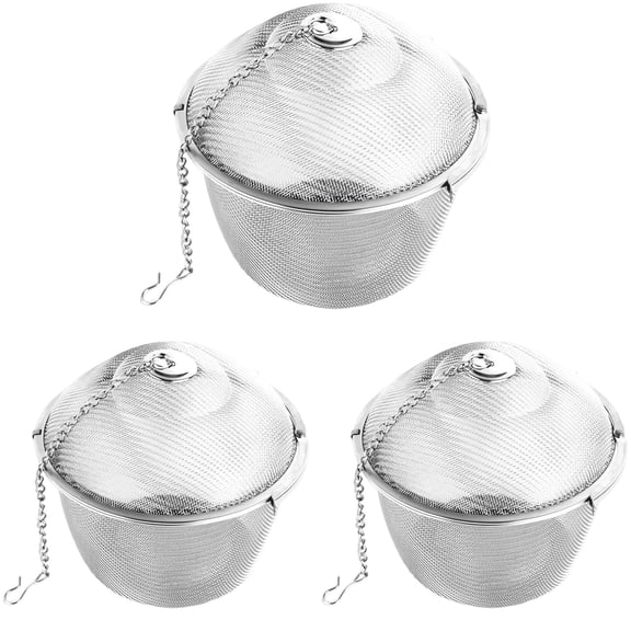3 Pack Stainless Steel Fine Mesh Tea Strainer Ball Infuser with Chain Hook, Sturdy Compact Loose Leaf Tea Filter for Spices, Herbal Seasoning, Soup & Coffee