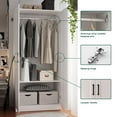 thumbnail image 4 of Soonbuy Wooden Armoire Wardrobe Closet with 2 Drawers, 70 "Tall Clothing Storage Cabinet with 2 Doors, Modern Bedroom Clothing Armoires with Hanging Rods, White, 4 of 6