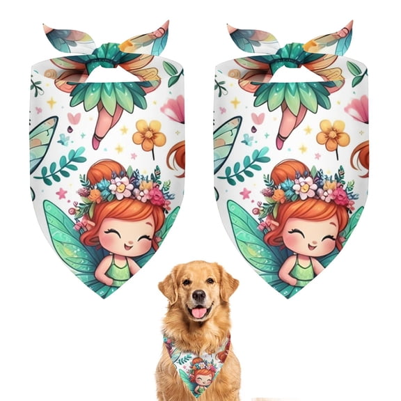 Dog Bandana 2 Pack,Colorful Fairy Princess Pattern Bandanas for Dogs,Cat Bandana,Small/ Large Dog Bandana 2 Size,Dog Bandanas