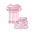 thumbnail image 4 of WIBACKER 3-10T Summer Short Sleeve Pajamas Set for Little Girls Striped PJS Cute Jammies Set - Pink Unicorn, 4 of 8