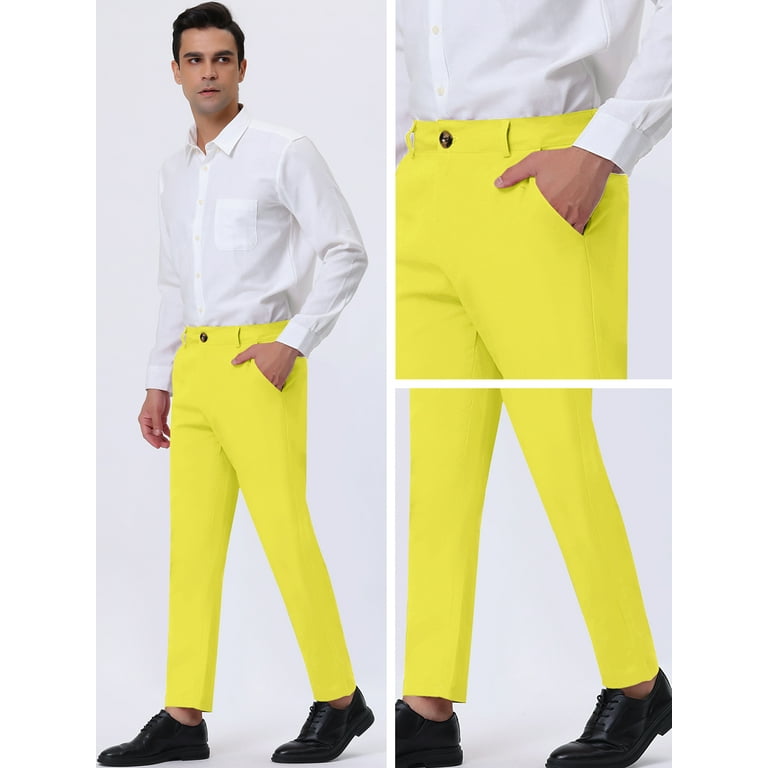 Pale yellow trousers hot sale