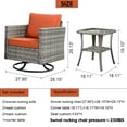 thumbnail image 6 of Ovios 3 Pieces Outdoor Patio Furniture Wicker Bistro set with Swivel Chairs and Side Coffee Table for Backyard, 6 of 6