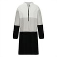 thumbnail image 4 of Lindreshi Plus Size Dresses for Women on Winter New Sweater Women's Zipper Contrast Panel Long Sleeve Zipper Long Dress, 4 of 6