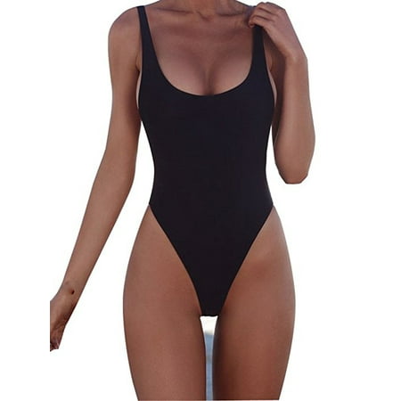 LELINTA Women's Classic One Piece Swimsuit Bikini Solid Color Padded Bra Bathing Suits Open Back Swimwear Bikini (Best Slimming Bathing Suits)