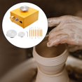 thumbnail image 3 of Mini rueda de cerámica eléctrica para hacer arcilla, bandeja giratoria, herramienta de bricolaje de cerámica, rueda para niños, uso doméstico Amarillo perfecl Rueda de cerámica, 3 of 4