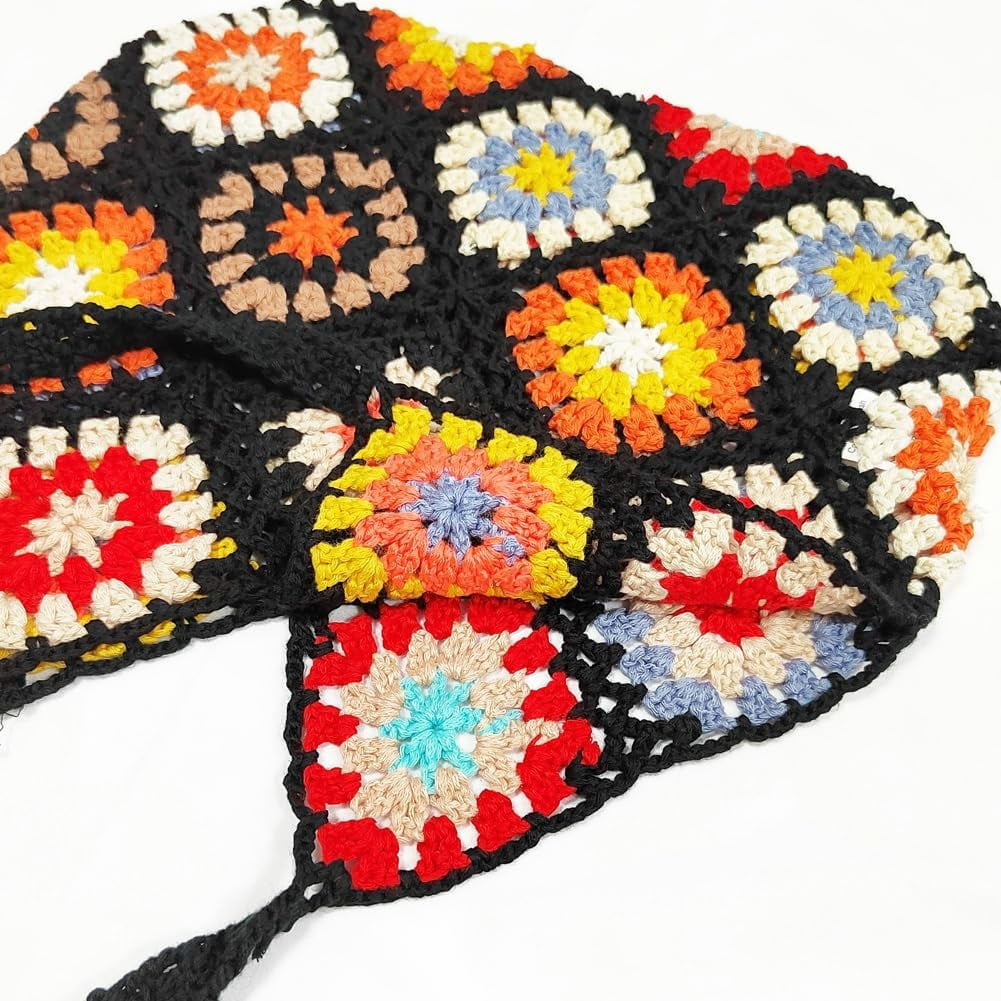 Zhengup Crochet Handbags for Women Knitted Handmade Shouder Bag Colorful Summer Tote Woven Top Handle Purse Vacation