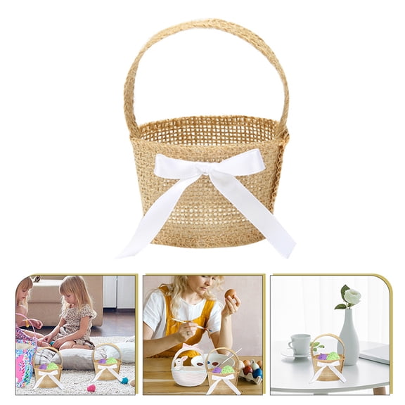 WEAVILUX 6-Pack Rustic Khaki Linen Storage Baskets for Easter, Family Events, Home Organization and Decorative Use