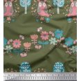 thumbnail image 1 of Soimoi Cotton Voile Fabric Floral,Tree & Owl Kids Print Fabric by Yard 42 Inch Wide, 1 of 3