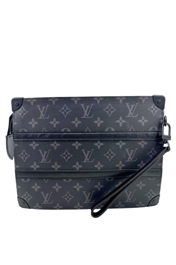 Pre-Owned Louis Vuitton Trunk Pochette Monogram Eclipse Canvas Wristlet Black