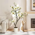 thumbnail image 5 of 5FT Faux Magnolia Tree with 120 Realistic Flowers, Vivid Leaves & Moss in White Pot for Indoor/Outdoor Yard, Patio, Home/Office Decor, 5 of 7