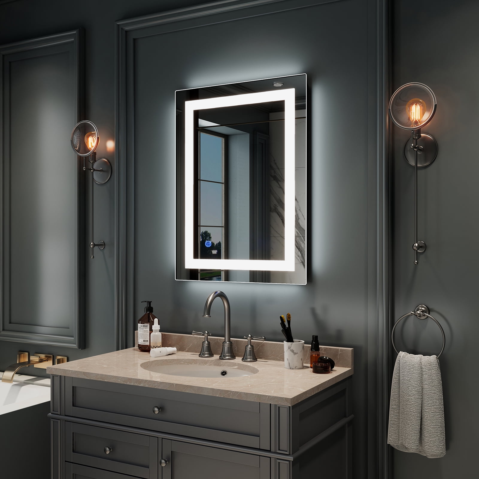 Tæt aftale medaljevinder UBesGoo 32"x24'' LED Wall-Mounted Rectangular Mirror Bathroom Vanity Makeup  Illuminated Mirror W/Touch Button Silver - Walmart.com