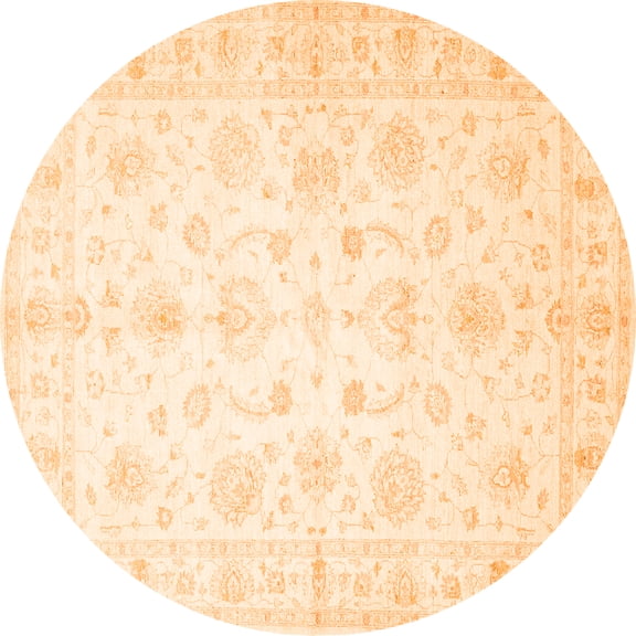 Ahgly Company Indoor Round Oriental Orange Traditional Area Rugs, 3' Round