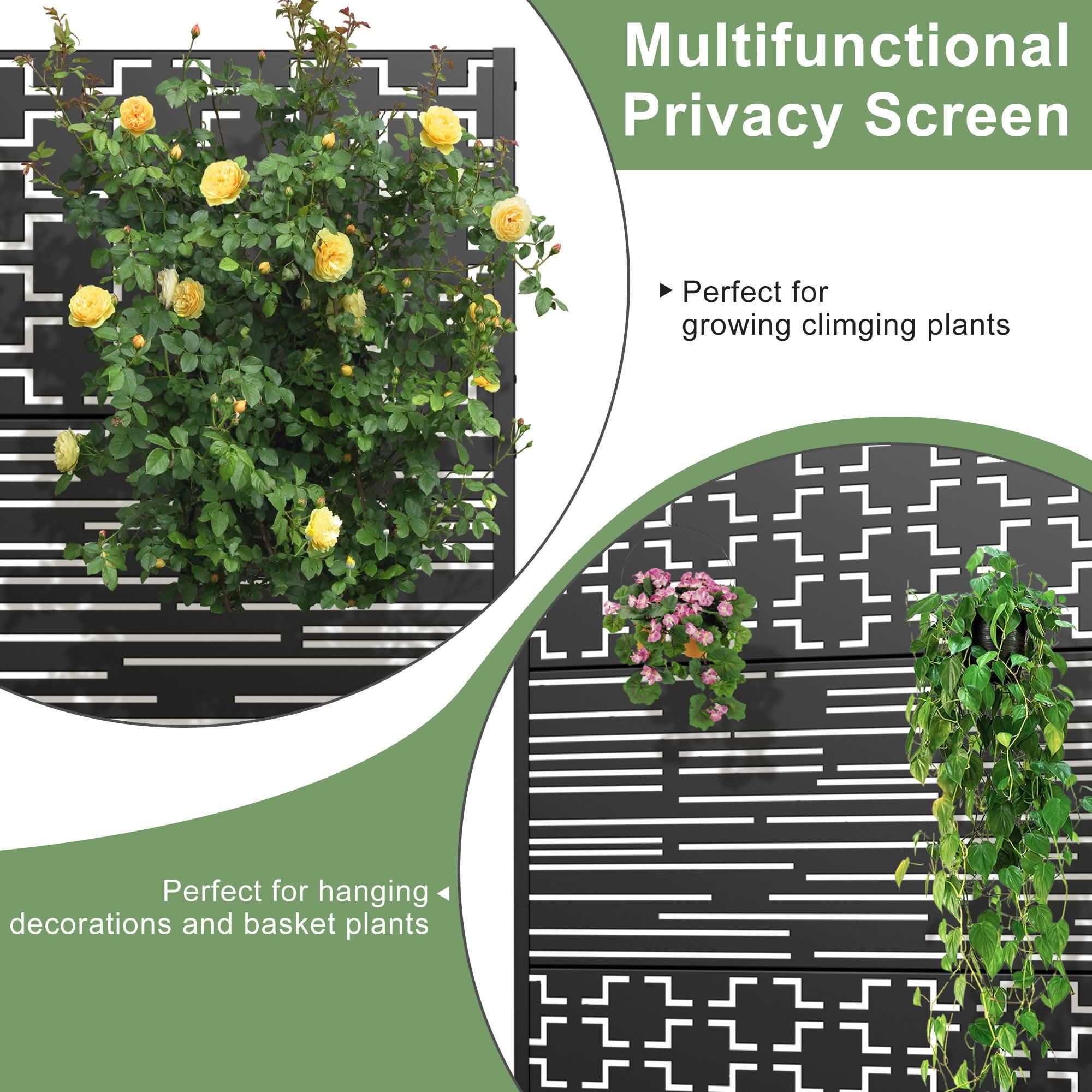 MAYEERTY 72x47x16 Inch Black Metal Planter Box with Trellis for Outdoor Garden & Patio
