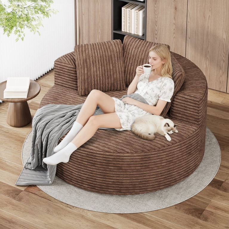 Magic Home Soft Individual Togo Sofa, Cozy Fleece Memory Foam Couch for Small Space, Living Room or Bedroom, Beige