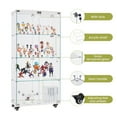 thumbnail image 5 of Hassch 4-Tier Glass Display Cabinet on Wheels, Modern Curio Cabinet with 2 Lockable Doors, White Floor Standing Glass Bookcase with 6pcs 3-Tier Acrylic Ladder Shelf Stand, 31.5"L x 14.2"W x 65.1"H, 5 of 9