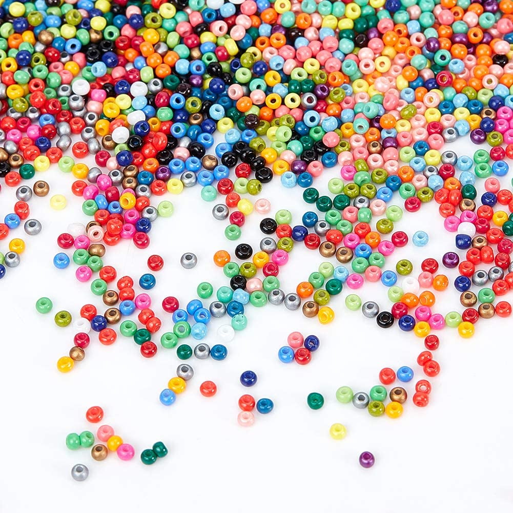 24000 Pcs 11/0 Multicolor Beading Glass Seed Beads 24 Colors 2mm Round Pony Bead Mini Spacer Beads with Container Box