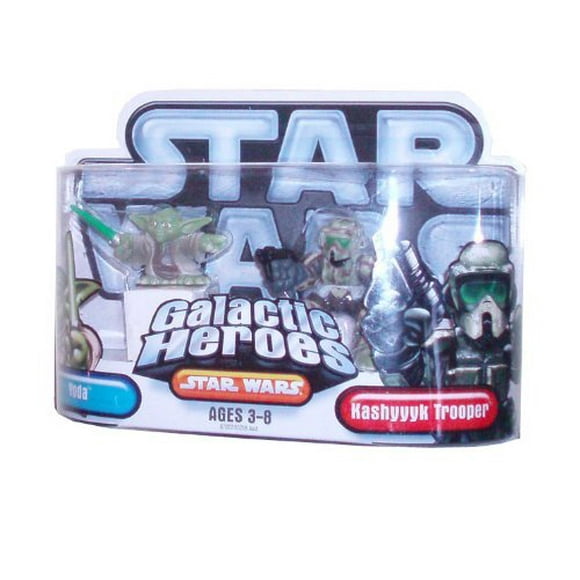 Star Wars Galactic Heroes 2 Pack 2 Inch Tall Action Figure - Yoda with Green ...