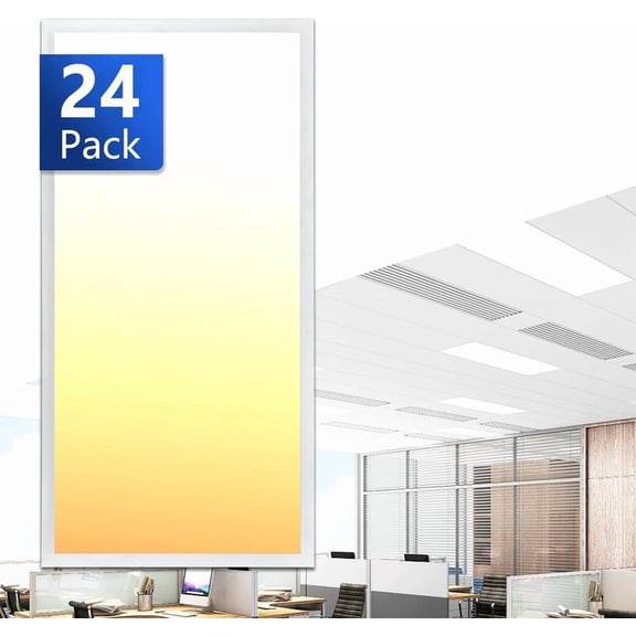 24 Pack 2x4 LED Flat Panel Light Drop Ceiling 0-10V Dimmable, 30/40/50W Selectable, 3000K 4000K 5000K Switchable, 120-277V, ETL Listed