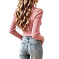 thumbnail image 4 of Women's Turtleneck Ribbed Knit Sweater Long Sleeve Slim Fit Pullover Tops with Cuff Buttons, XL, 4 of 5