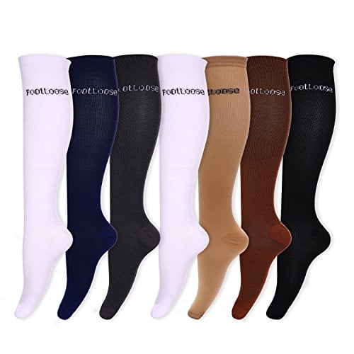 Compression Socks 7Pack For Men & Women By Footloose, Knee High, Anti