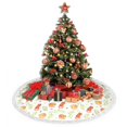 thumbnail image 4 of Christmas Tree Skirt, Painted Cute Cartoon Cat Christmas Tree Decorations Indoor, Tree Skirts Mat With Tassel Trim for Halloween New Year Holiday Christmas Party Decor 36 Inches, 4 of 7